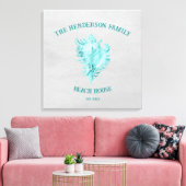 Blauwgroen afdruk van conch Shell Canvas (Insitu (Woonkamer))
