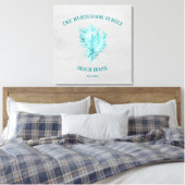 Blauwgroen afdruk van conch Shell Canvas (Insitu (Slaapkamer))