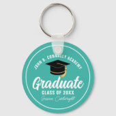 Blauwgroen Afstuderen gepersonaliseerd Afstuderen Sleutelhanger (Voorkant)