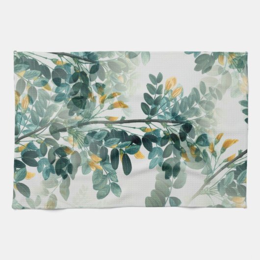 Blauwgroen afvoerkleppen laten een elegant grafis Theedoek (Horizontaal)