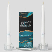 Blauwgroen Agate Chic Gold Glitter Wedding