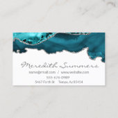 Blauwgroen Agate Stone Silver Metallic Custom Visitekaartje (Achterkant)