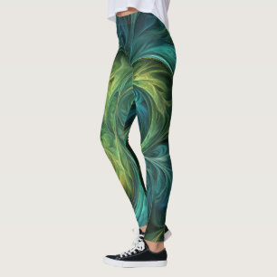 Blauwgroen AI fractaal patroon Leggings