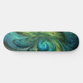 Blauwgroen AI fractaal patroon Skateboard (Horizontaal)