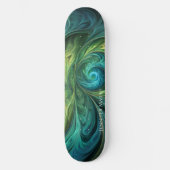 Blauwgroen AI fractaal patroon Skateboard (Voorkant)