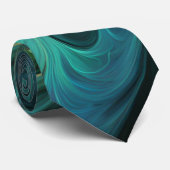 Blauwgroen AI fractaal patroon Stropdas (Opgerold)