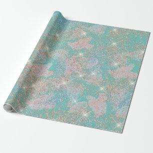 Blauwgroen Al Splatter Glitter Textuur van het Occ Cadeaupapier