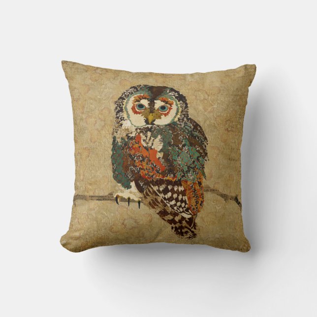 Blauwgroen Amber Owl Mojo Pillow Kussen (Voorkant)