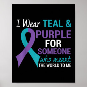Blauwgroen &amp; Paarse lint Zelfmoord Awareen Poster