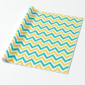 Blauwgroen, anananas, Wheux Large Chevron ZigZag P Cadeaupapier (Uitgerold)
