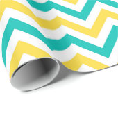 Blauwgroen, anananas, Wheux Large Chevron ZigZag P Cadeaupapier (Rol Hoek)