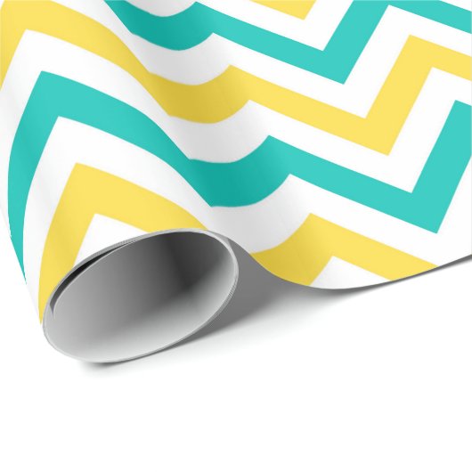 Blauwgroen, anananas, Wheux Large Chevron ZigZag P Cadeaupapier (Rol Hoek)