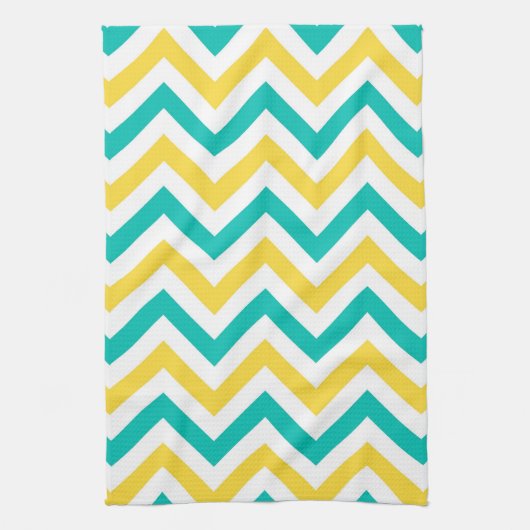 Blauwgroen, anananas, Wheux Large Chevron ZigZag P Theedoek (Verticaal)