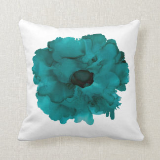 ! Blauwgroen anjers met handbeschilderd floreel Kussen