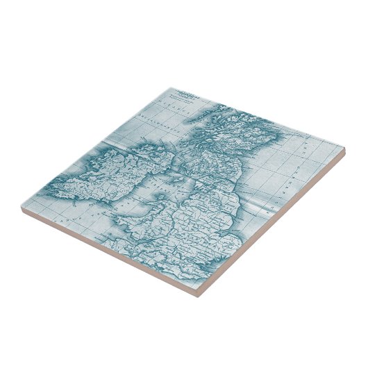 Blauwgroen Antiek kaart van de Oude Wereld Tile en Tegeltje (Zijkant)