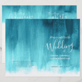 Blauwgroen aqua abstract huwelijksprogramma (Voorkant / Achterkant)