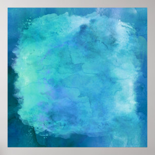 Blauwgroen Aqua Blue Blauwgroen Waterverf Textielp Poster
