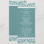 Blauwgroen Aqua Blue Damask Swirls Trouwprogramma Programma (Voorkant / Achterkant)