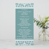 Blauwgroen Aqua Blue Damask Swirls Trouwprogramma Programma (Staand voorkant)