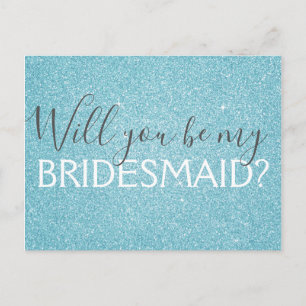 Blauwgroen Aqua Blue Glitter en Sparkle Bridesmaid Uitnodiging Briefkaart
