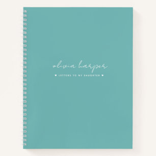 Blauwgroen Aqua Blue Letters voor dochtergeheugen Notitieboek