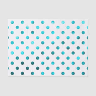 Blauwgroen Aqua Blue Metallic Faux Foil Polka Dot  Tissuepapier
