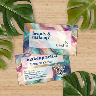 Blauwgroen Aqua Blue Paarse Roze Gouden Marmeren K Visitekaartje