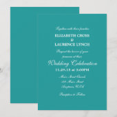 Blauwgroen Aqua Blue Plain Simple Wedding Invitati Kaart (Voorkant / Achterkant)
