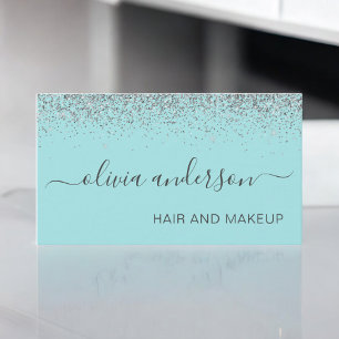 Blauwgroen Aqua Blue Silver Glitter Hair Makeup Sa Visitekaartje
