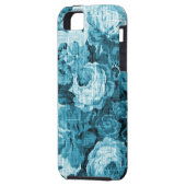 Blauwgroen Aqua Floral Toile Fabric nr. 4 Case-Mate iPhone Case (Achterkant Links)