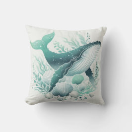Blauwgroen Aqua Green Humpback Whale Sealife Nauti Kussen