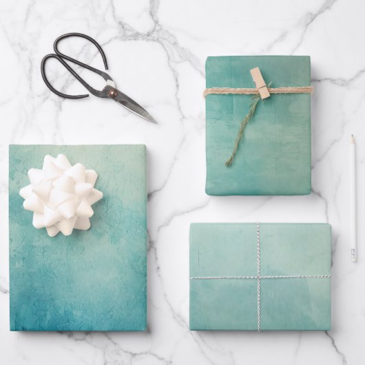 Blauwgroen Aqua Green Texture Inpakpapier Vel (Voorkant)