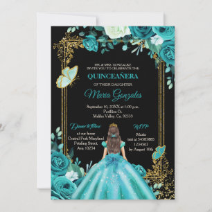 Blauwgroen Aqua Mexicaanse Quinceanera Butterfly U Kaart