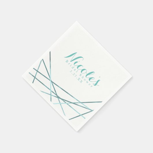 Blauwgroen Aqua Modern Geometric Lines Custom Part Servetten (Hoek)