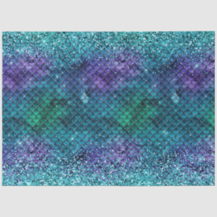 Blauwgroen Aqua Paarse Mermaid Sparkle Glitter Tissuepapier