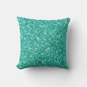 Blauwgroen aqua prettig spinkelend glitterpatroon kussen