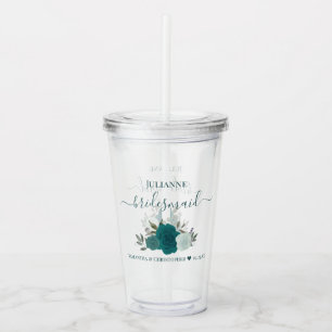 Blauwgroen & Aqua Rozen Elegante bruidsmeisje brui Acryl Drinkbeker