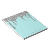 Blauwgroen Aqua Silver Sparkle Glitter drijft Luxe Notitieblok (Schuin)