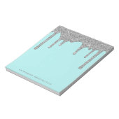 Blauwgroen Aqua Silver Sparkle Glitter drijft Luxe Notitieblok (Gedraaid)