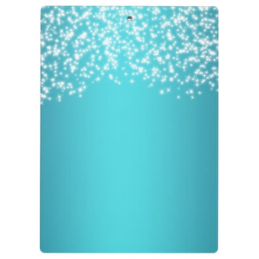 Blauwgroen Aqua Sparkle Mousserende Lichten Gepers Klembord (Achterkant)