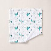 Blauwgroen, Aqua Starburst Mid Century Modern Patr Bad Handdoek (Wasdoekje)
