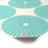 Blauwgroen Aqua Turquoise Blauwe Circles Schijven Poster (Hoek)