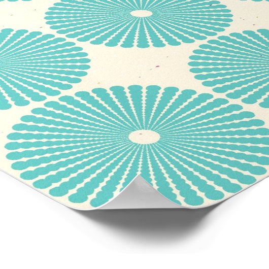 Blauwgroen Aqua Turquoise Blauwe Circles Schijven Poster (Hoek)
