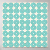 Blauwgroen Aqua Turquoise Blauwe Circles Schijven Poster (Voorkant)