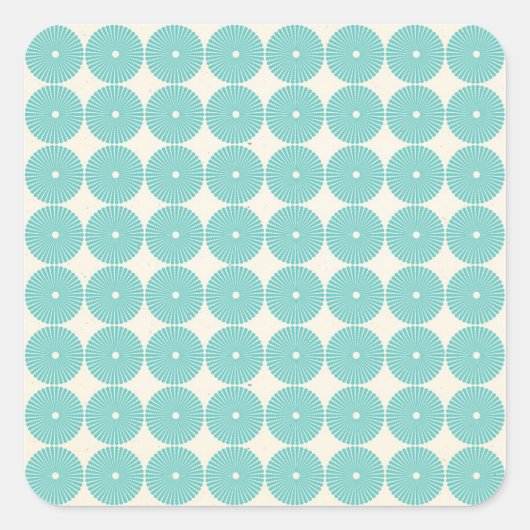 Blauwgroen Aqua Turquoise Blauwe Circles Schijven Vierkante Sticker (Voorkant)