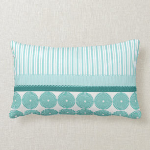 Blauwgroen Aqua Turquoise Blue Stripes Circles Pat Kussen