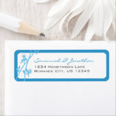 Blauwgroen Aqua Zee Blue Wildflower Branch Etiket (Insitu)