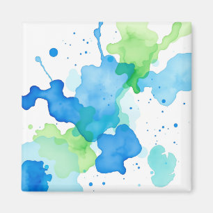 Blauwgroen Aquarel Abstract Patroon Magneet