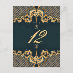 Blauwgroen Art Alternative Wedding Menu & Table Nu