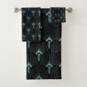 Blauwgroen Art Deco, art nouveau Patroon, art deco Bad Handdoek (Insitu)